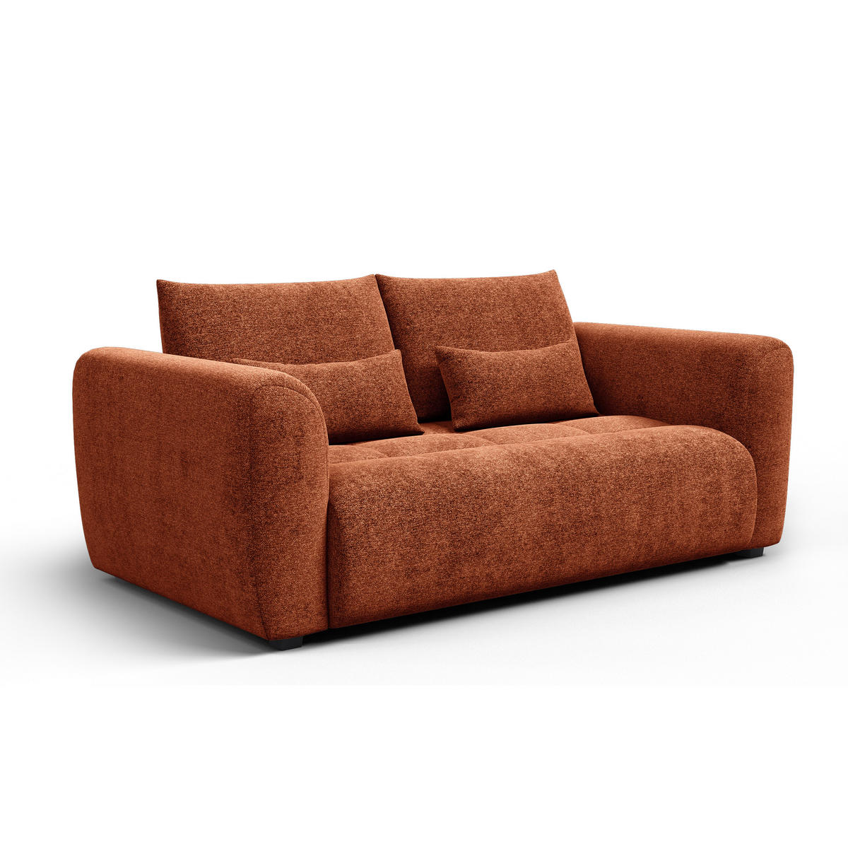 SOFA SORENO 3-Sitzer, orange - Schwarz/Orange, Holz/Textil (214/94/114cm) - Courtois Laville