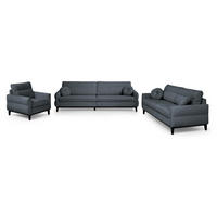 SITZGARNITUR Belweder, zwei Sofas+Sessel, Grau, Bouclé - Wengefarben/Grau, Holz/Textil (268/95/94cm) - Beautysofa