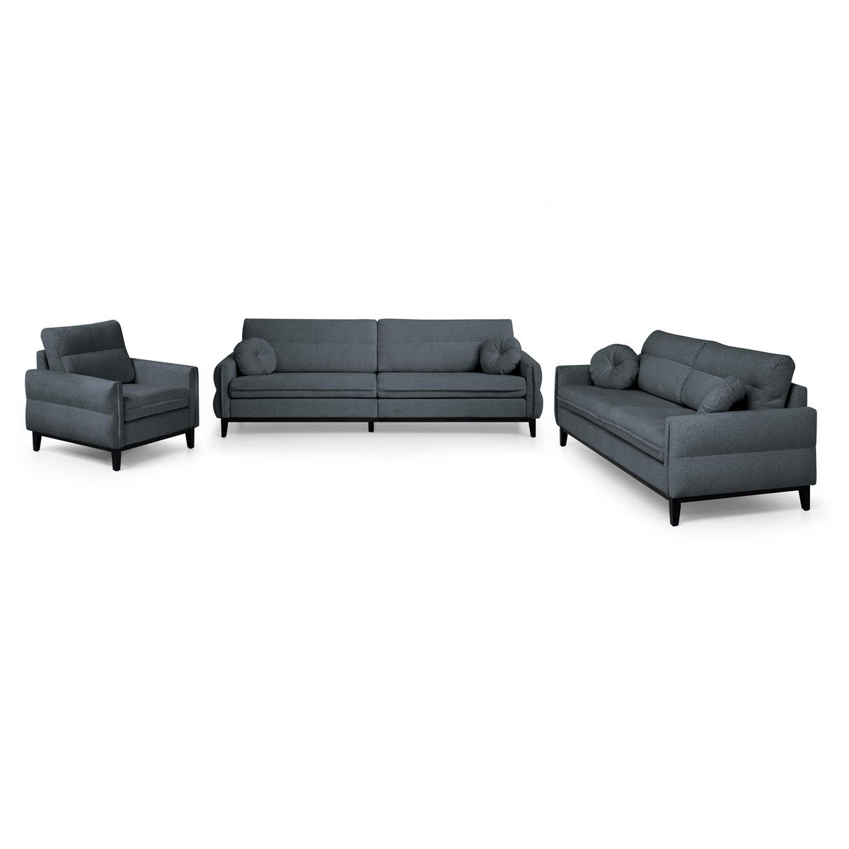 SITZGARNITUR Belweder, zwei Sofas+Sessel, Grau, Bouclé - Wengefarben/Grau, Holz/Textil (268/95/94cm) - Beautysofa