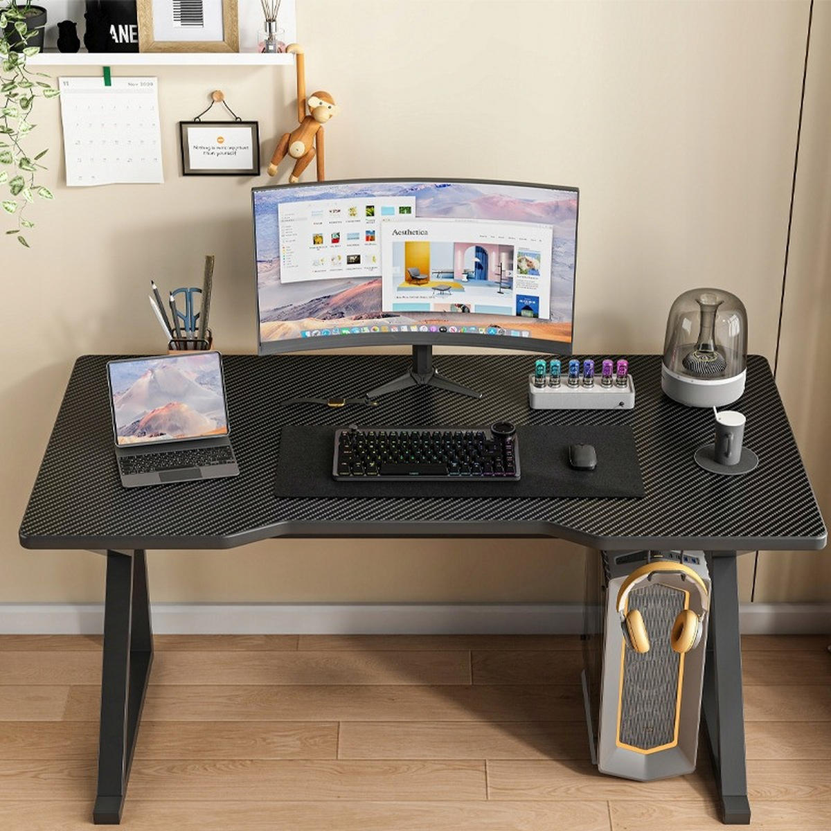 SCHREIBTISCH, schwarz 120/74/60cm - Schwarz, Holzwerkstoff (60/120/74cm)