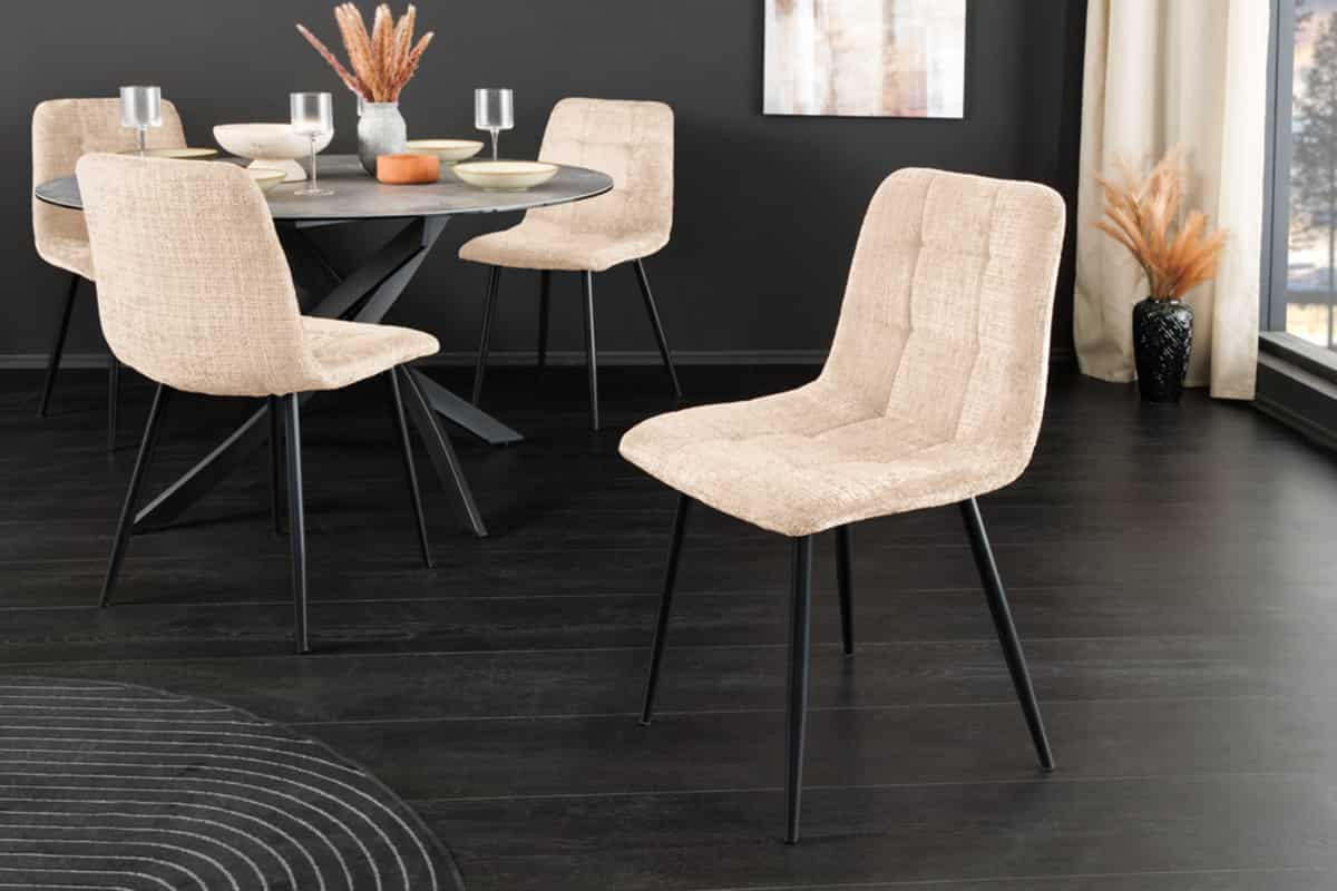 STUHL TRES CHIC Chenille Greige 90 cm - Champagner/Beige, Kunststoff/Textil (54/88/44cm) - riess-ambiente