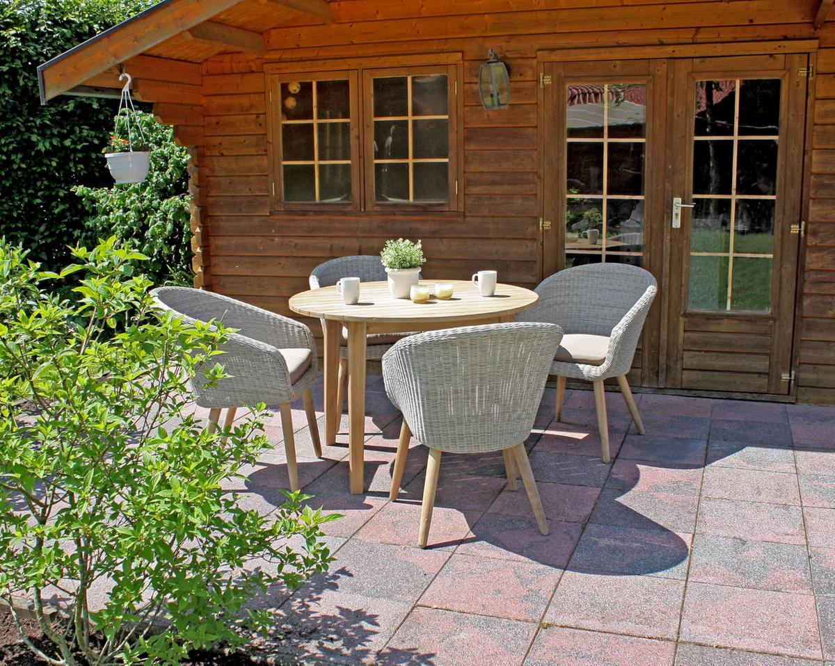 GARTEN-SITZGRUPPE Varna 5-teilig Gartenmöbel-Set - Braun, Holz - DELUKE