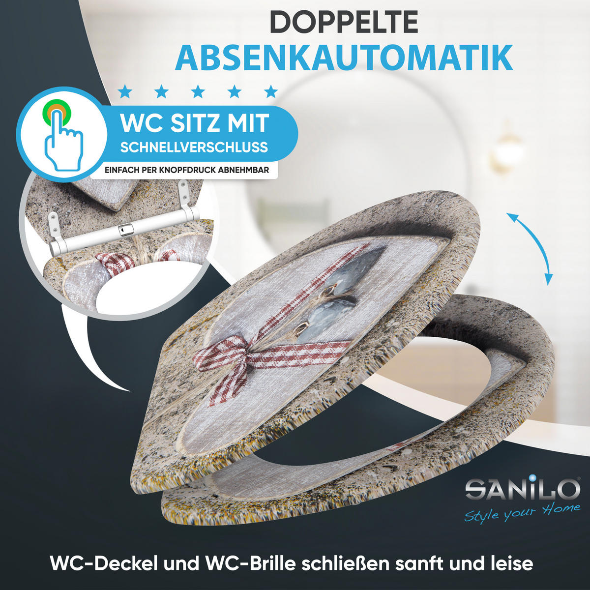 WC-SITZ mit Absenkautomatik & Top Fix Bavaria - Braun, Holzwerkstoff (37.7/5.5/48cm) - Sanilo