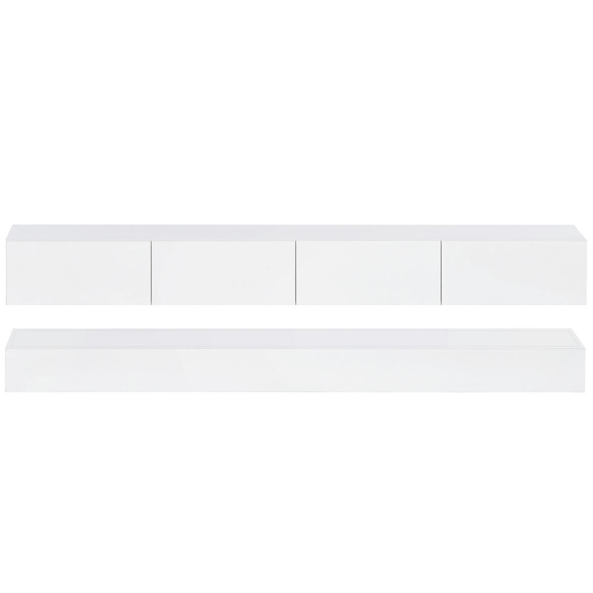 LOWBOARD 130/33/15 cm in Weiß mit 4 Schubladen und LED-Beleuchtung - Weiß, Holzwerkstoff (130/15/33cm) - Flora Grace