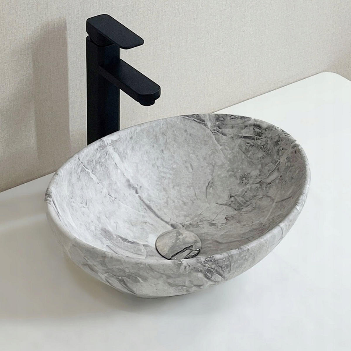 WASCHBECKEN für Aufsatzmontage, grau, 15 x 42 x 34 cm - Grau, Keramik (42/15/34cm)