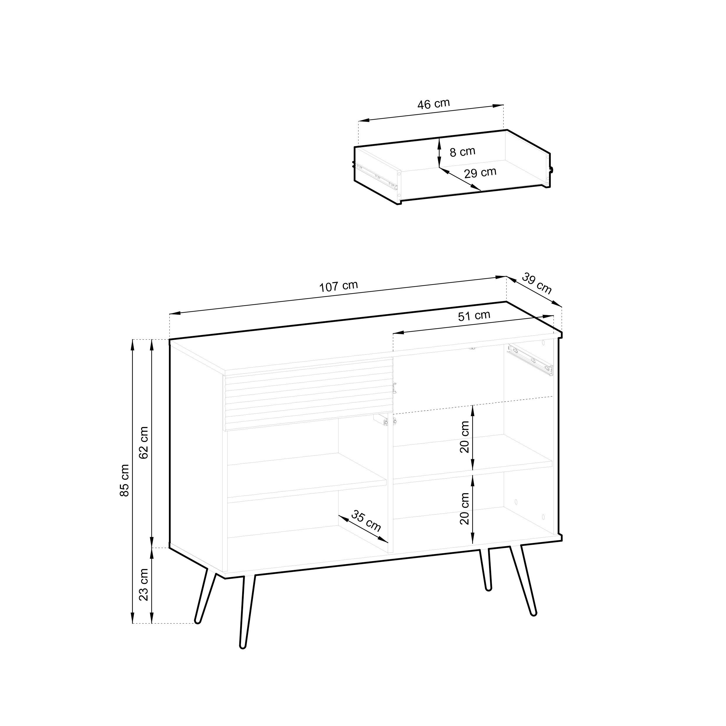 Thumbnail - DomoHome Kommode, Schwarz, Schwarz, Holzwerkstoff, Rechteckig,Rechteckig, 107x85x39 cm, Wohnzimmer, Kommoden & Sideboard...