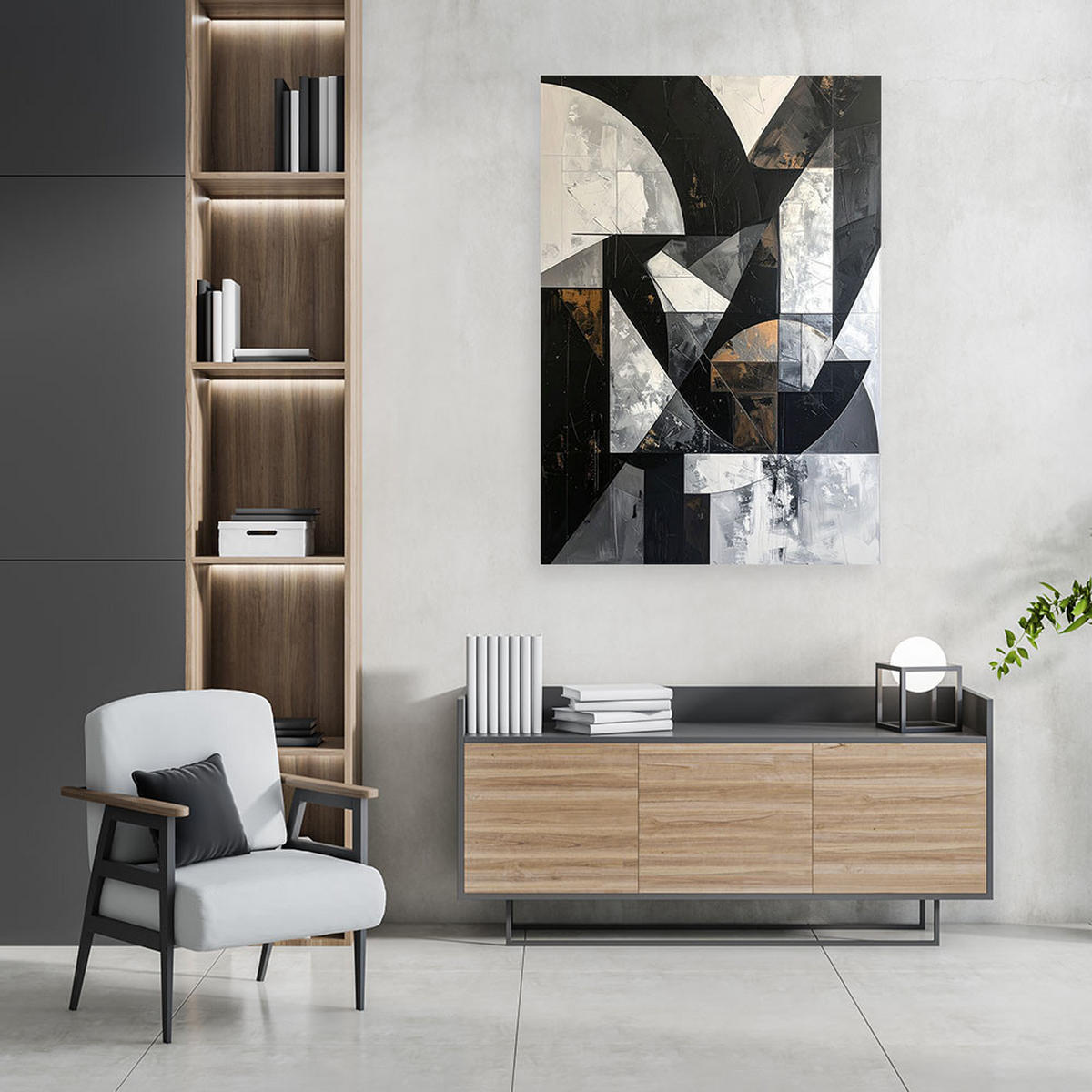 LEINWANDBILD 3D und geometrisch 30x45cm - Schwarz, Textil (30/45cm) - Feeby