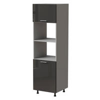 BACKOFENUMBAUSCHRANK Essen D14/RU/60/207 Graphit Hochglanz / Grau Matt 60 / 59 / 207cm - Graphitfarben/Grau, Holz/Holzwerkstoff (60/207/59cm) - Feldmann-Wohnen