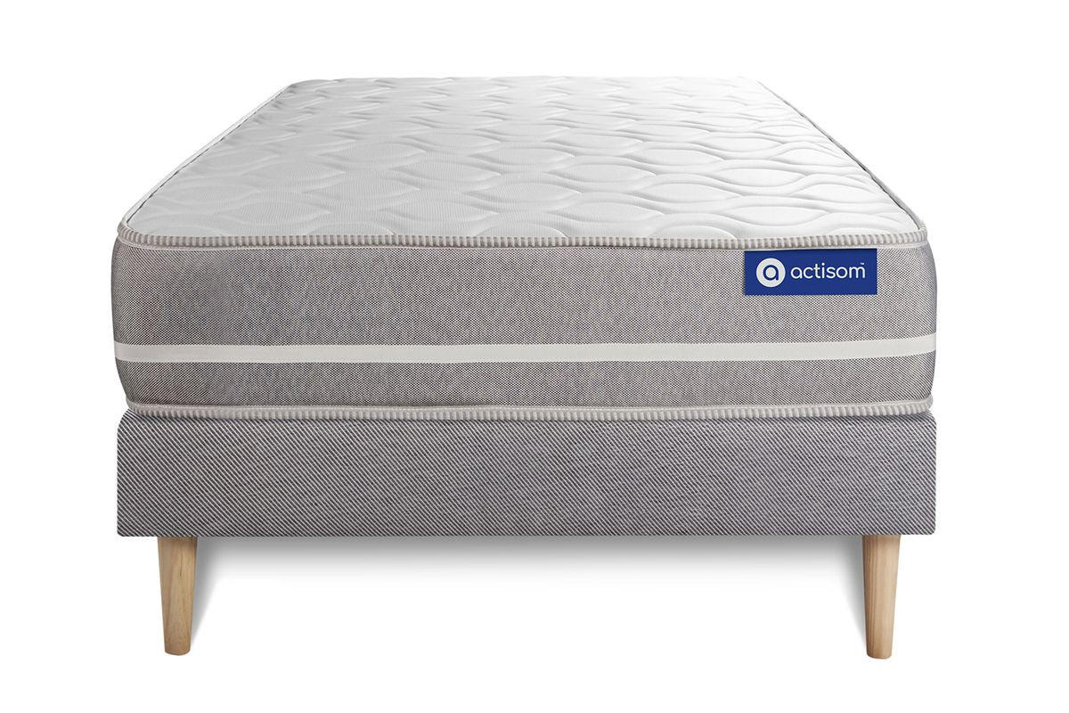 BETT Actimemo touch Memory-Schaum 90 x 190 cm h1 - Kit Bettgestell Grau - Beige/Grau, Karton/Holz (90/190cm) - ACTISOM