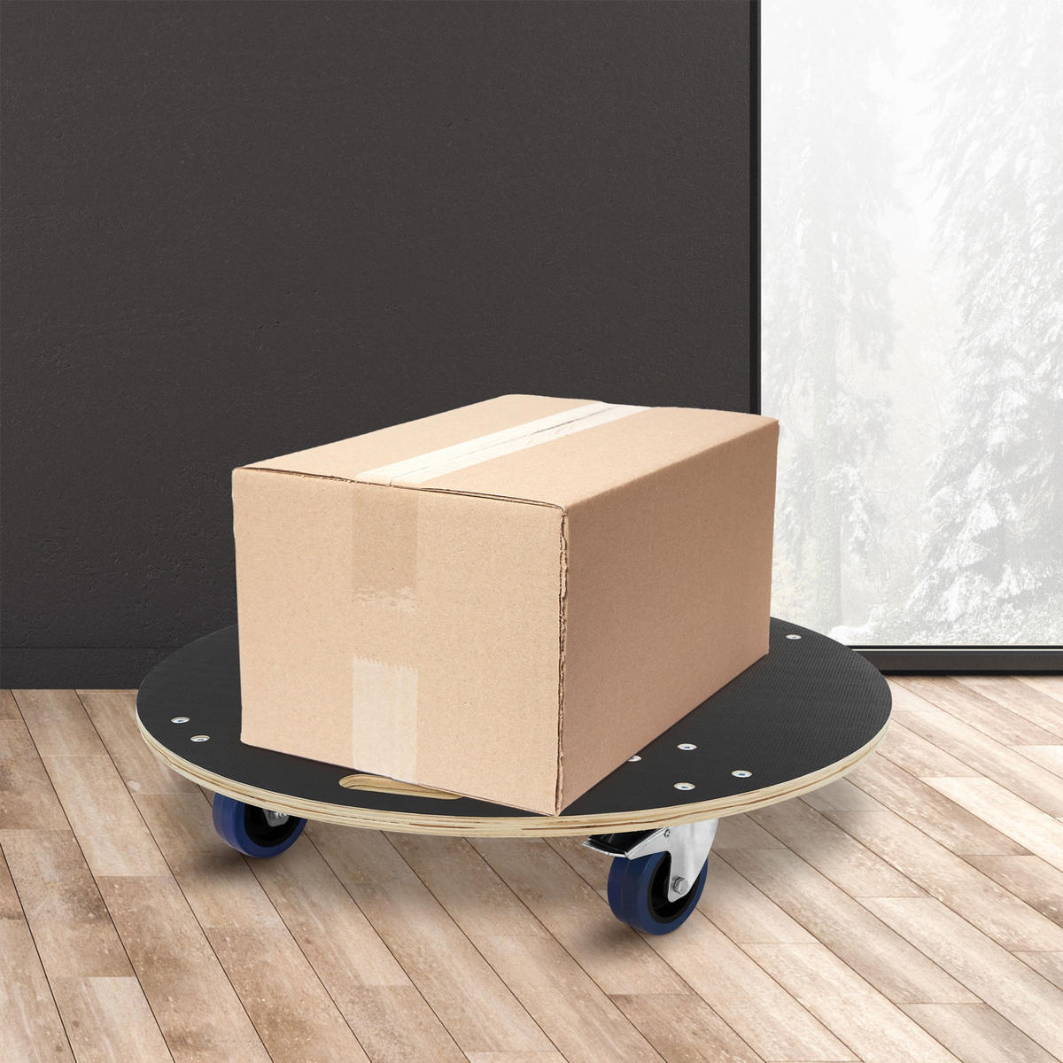 TRANSPORTNÍ VOZÍK kulatý Ø77x14,5 cm Nosnost 800 kg - antracitová, kompozitní dřevo (77/77/14.5cm)