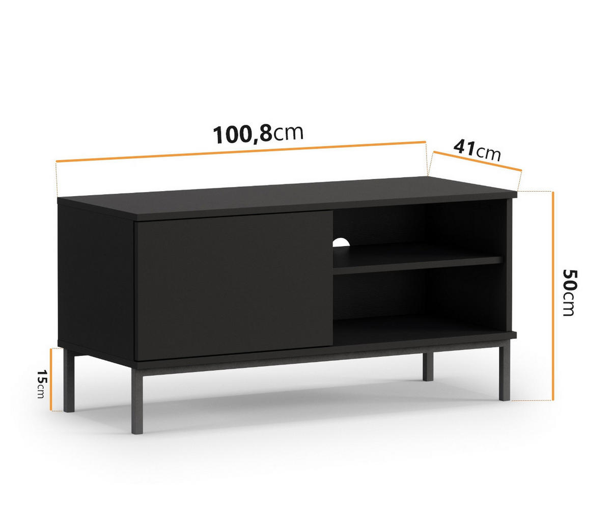 TV-LOWBOAARD Dallas 1D 100 cm Schwarz - Schwarz, Holzwerkstoff/Metall (100/50/41cm) - Ravio