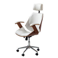 BÜRODREHSTUHL - Kunstleder / Stahl - Walnussfarben/Weiß, Holzwerkstoff/Kunststoff (66/121/71cm) - home24