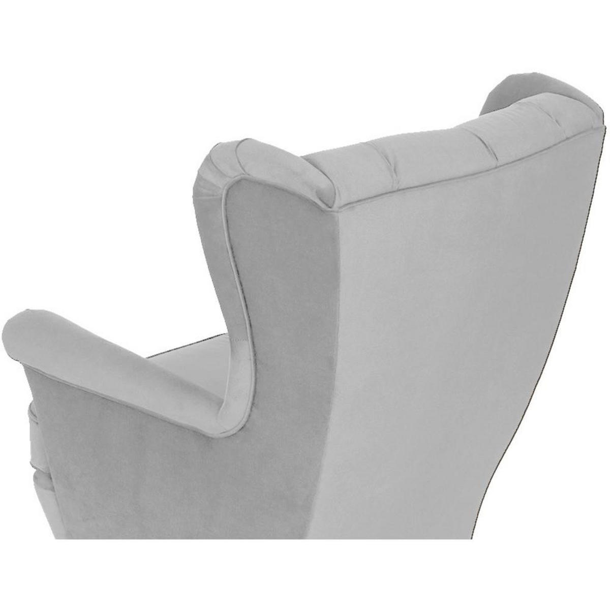 CHESTERFIELD-SESSEL Falco hellgrau mit Holzbeinen - Wengefarben/Hellgrau, Holz/Textil (82/102/92cm) - Beautysofa