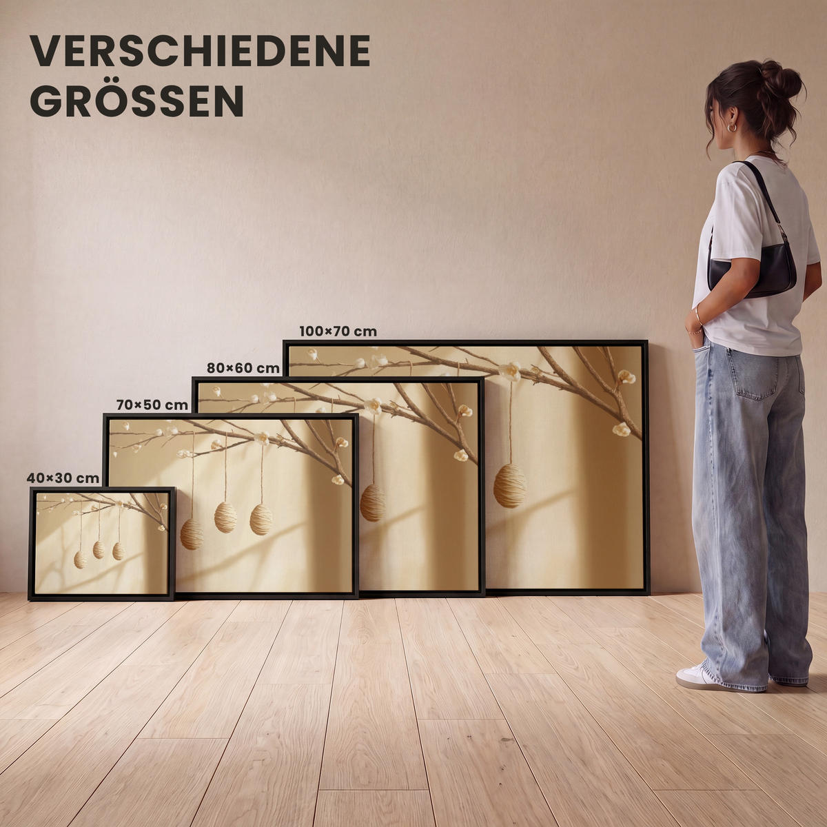 LEINWAND Bilder mit Rahmen - Beige - Osterkuchen - Eier - 40x30 - Beige, Textil (40/30cm) - MuchoWow