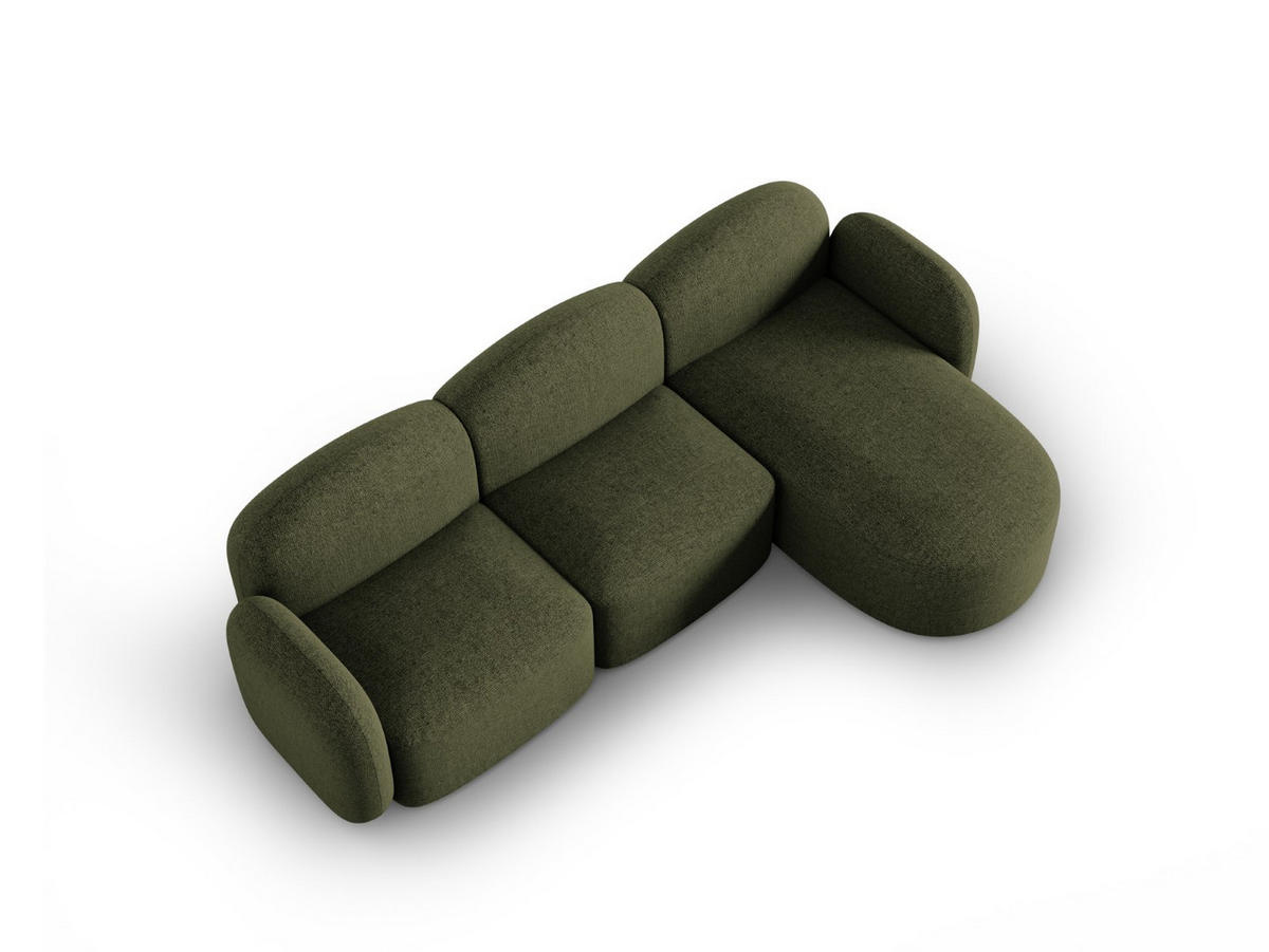 ECKSOFA rechts Blair aus Chenille-Stoff grün meliert 4 Sitzplätze - Grün, Textil (155/272cm) - Micadoni