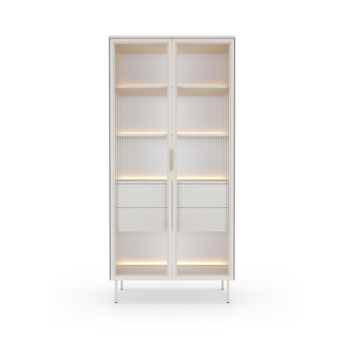 VITRINE GLORIA 194,6 / 91,5 cm in Kaschmir - Kaschmir, Holzwerkstoff (91.5/194.6/39.3cm) - MASSENO