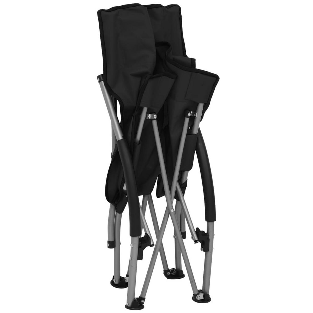 KLAPPBARE Strandstühle 2Er Set Schwarz Stoff - Schwarz, Textil (65.5/66/55.5cm) - vidaXL