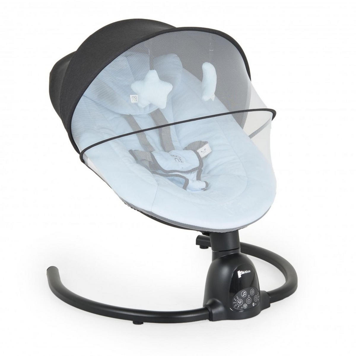 BABYWIPPE Clarissa hellblau 5 Schaukelgeschwindigkeiten, Bluetooth, Fernbedienung, Timer - Blau, Metall - Moni
