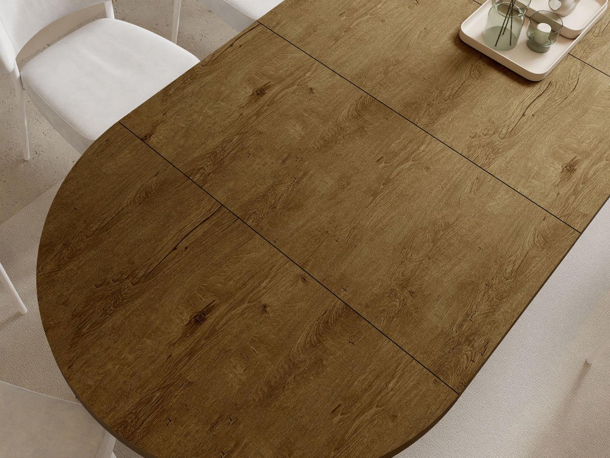 ESSTISCH Twixy XXL groß rund oval ausziehbar, Eiche Braun Rustikal 100-300/100/76 cm - Alteiche/Schwarz, Holz/Holzwerkstoff (100/100/76cm) - WFL GROUP