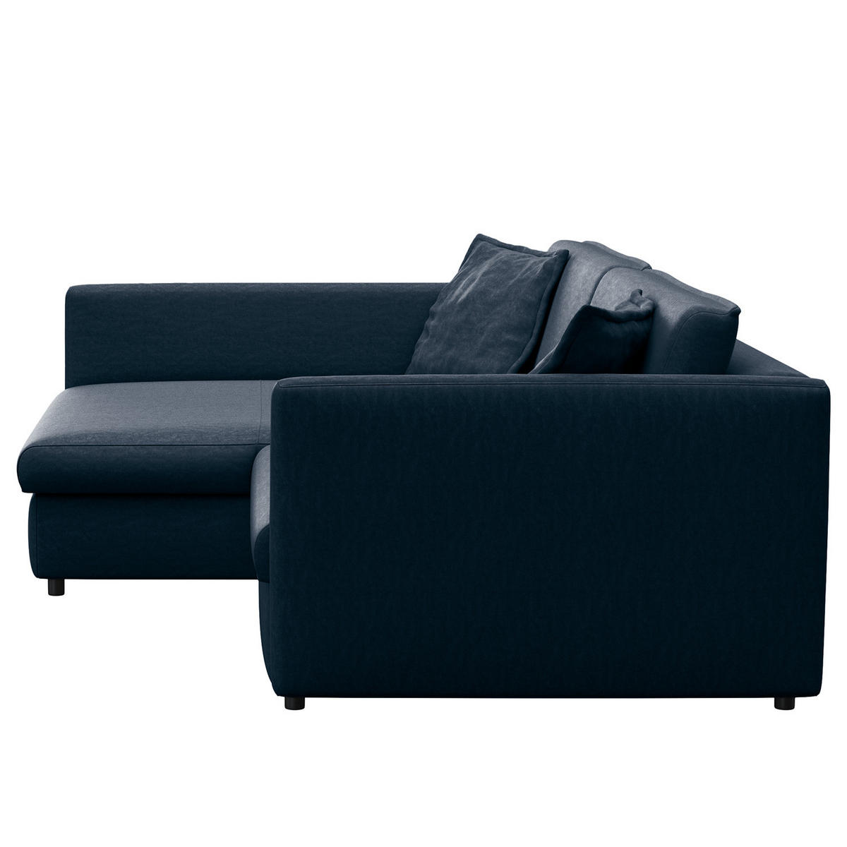 ECKSOFA mit Longchair - Blau/Schwarz, Kunststoff/Textil (290/183cm) - home24