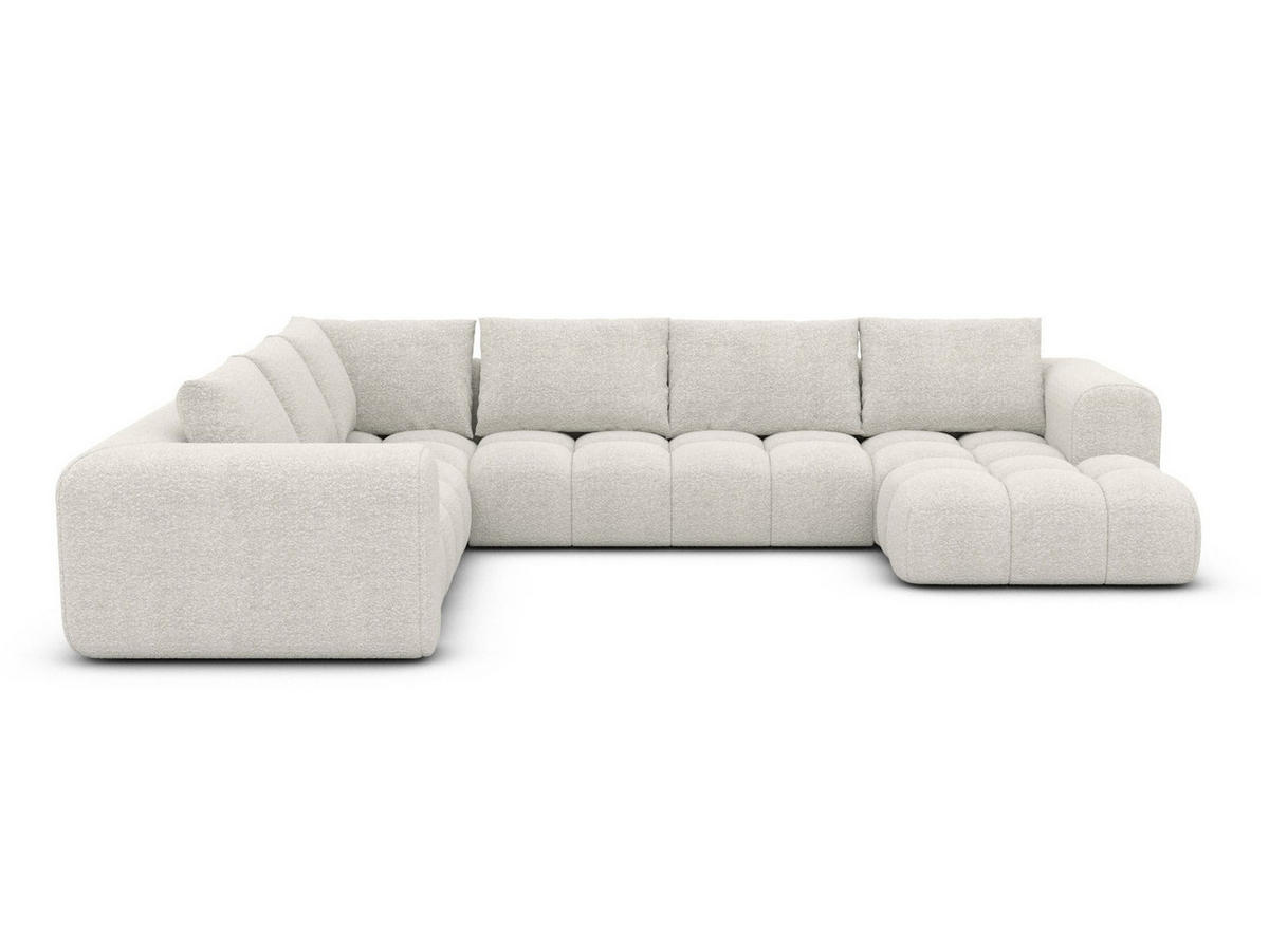 WOHNLANDSCHAFT Casaluna U-Form Weiß Bouclestoff - Weiß, Kunststoff (338/88/267cm)