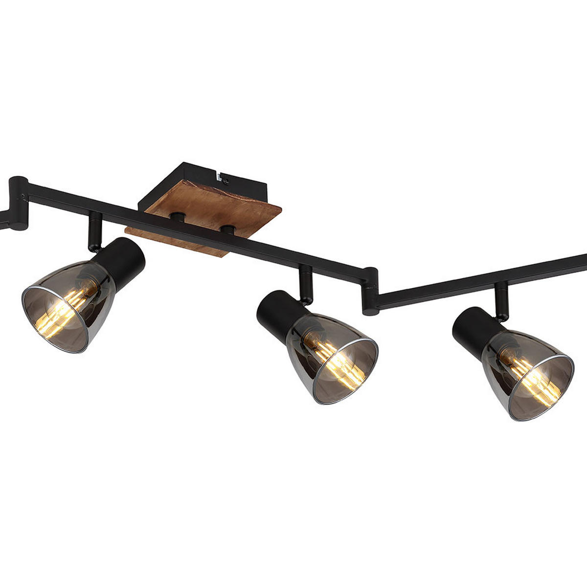 LED DECKENLEUCHTE Claude Metall Schwarz - Schwarz, Holz (145/11/21cm) - Globo Lighting