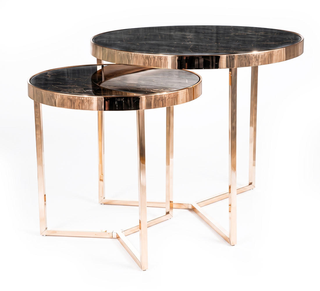 Feldmann-Wohnen Couchtisch Gold, Schwarz 60x52x60 cm