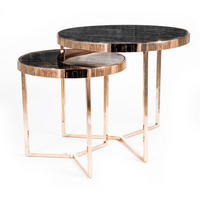 COUCHTISCH 2ER SET Delia gold / Marmor - Goldfarben/Schwarz, Glas/Holz (60/60/52cm) - Feldmann-Wohnen