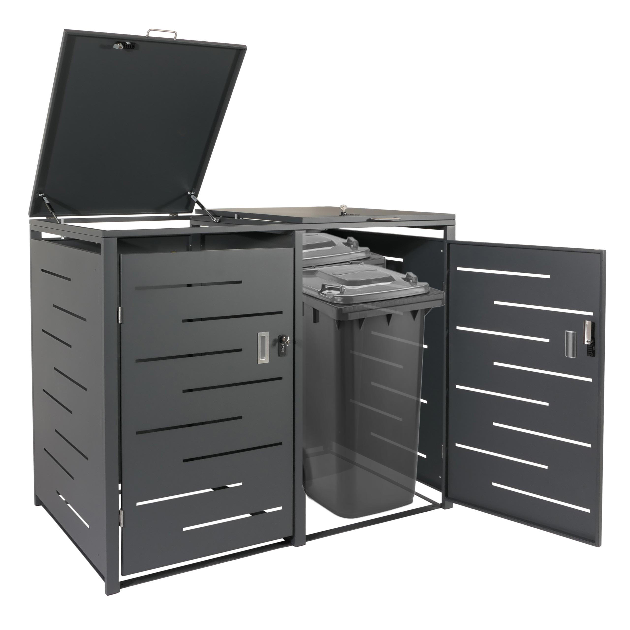 MÜLLTONNENBOX XL 2er 116x141x98cm erweiterbar Anthrazit - Anthrazit, Metall (141/116/98cm) - PROREGAL