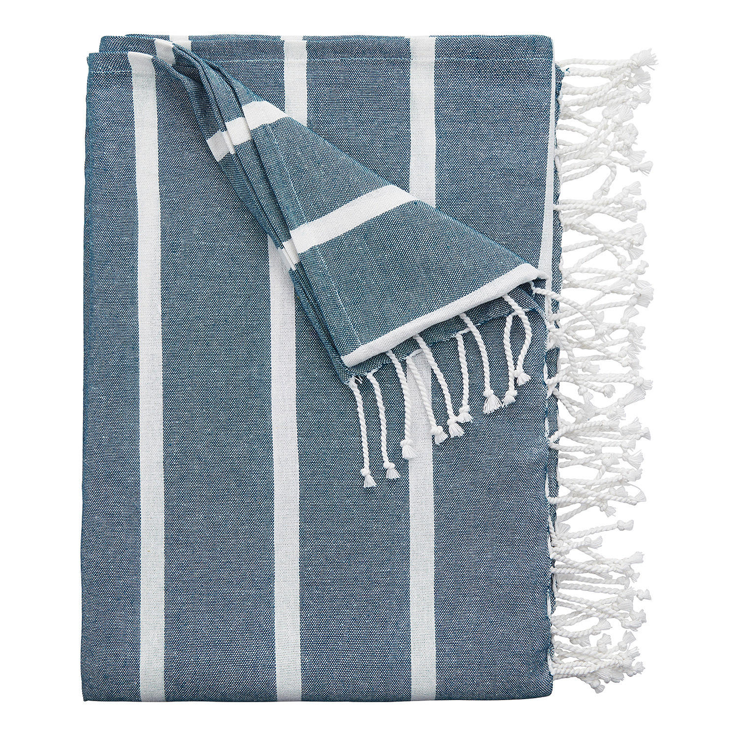 STRANDTUCH Surfside - Blau/Weiß, Textil (200/180cm) - Butlers