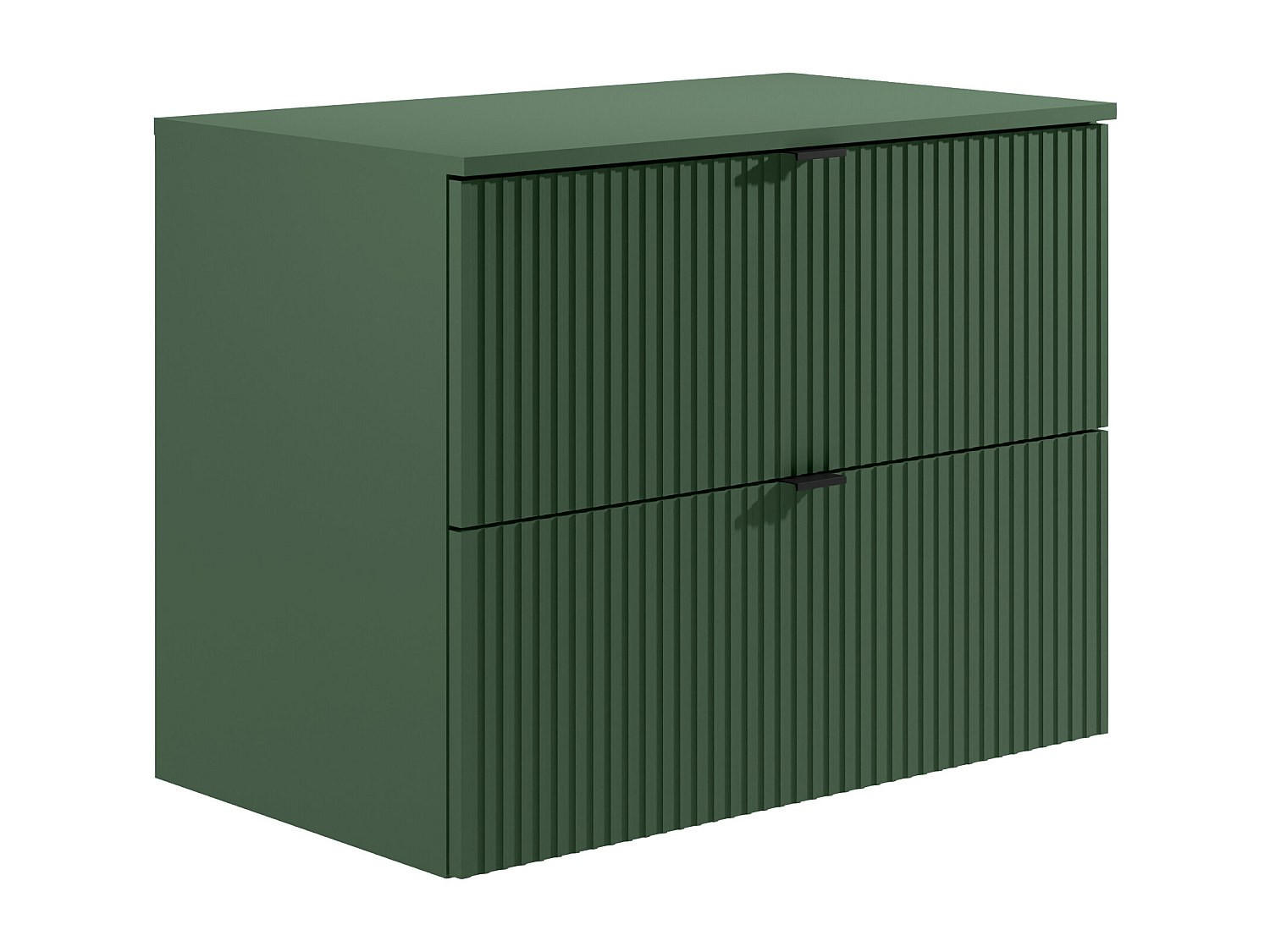 WASCHBECKENUNTERSCHRANK hängend unter Waschbecken mit Ablageplatte - Streifenoptik - Grün matt - 80 cm - ZEVINI - Grün, Holz (80/60/47cm) - Vente-Unique