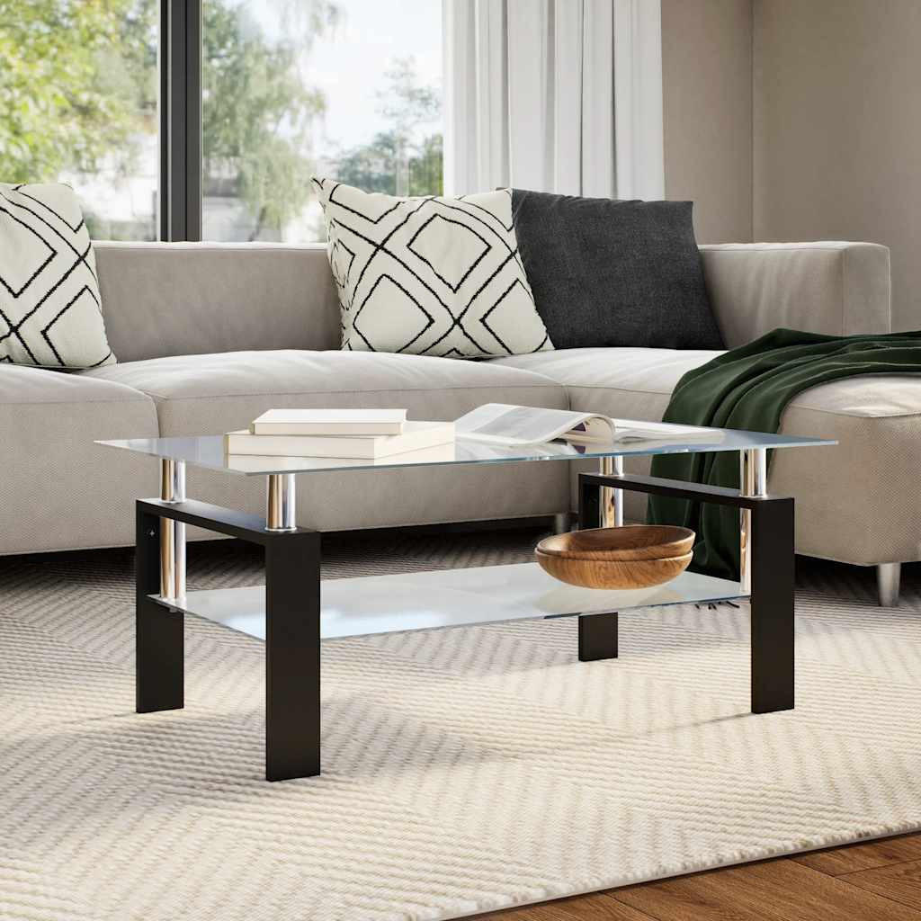 COUCHTISCH Grau Transparent 95x55x40 cm Hartglas - Grau, Glas (95/55/40cm) - furnicato