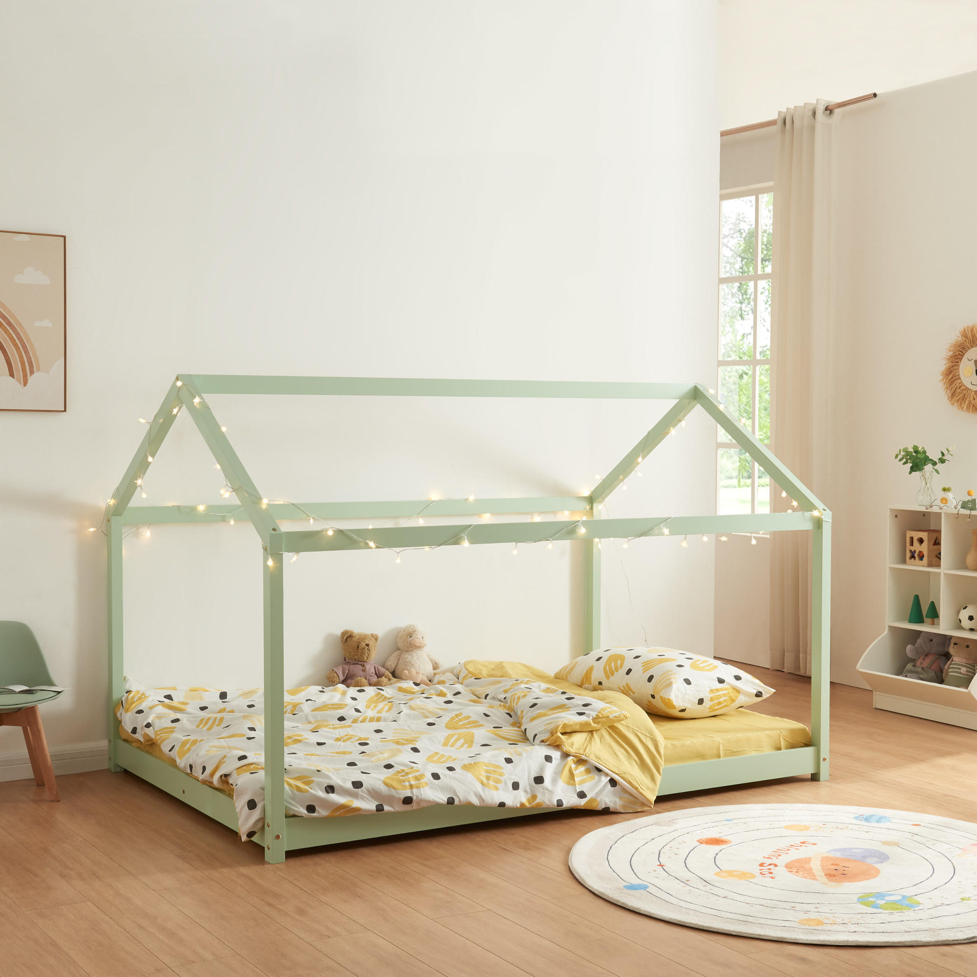 Thumbnail - [en.casa] Hausbett, Mintgrün, Holz, Kiefer, 120x200 cm, Kinder- & Jugendzimmer, Kindermöbel, Kinderbetten, Hausbetten