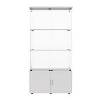 GLASVITRINE Weiß mit 3 Glasböden, dimmbaren LED-Leuchten, Schloss & Unterschrank - Weiß, Glas (35/164/78.51cm) - CASIVA