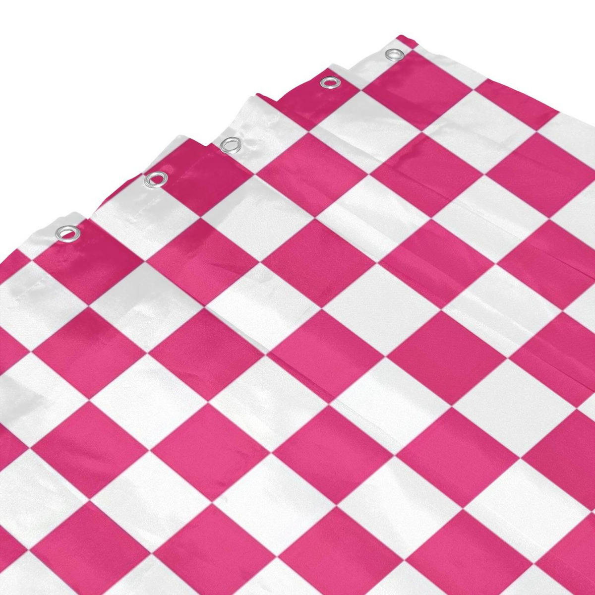 DUSCHVORHANG Rosa kariert Retro Schachbrettmuster waschbar fürs Badezimmer - Rot, Textil (180/180cm) - MCBOSON