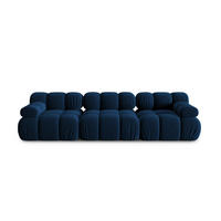 MODULARES-SOFA Bellis aus Samt königsblau 3 Sitzplätze - Blau, Textil (94/63/282cm) - Micadoni