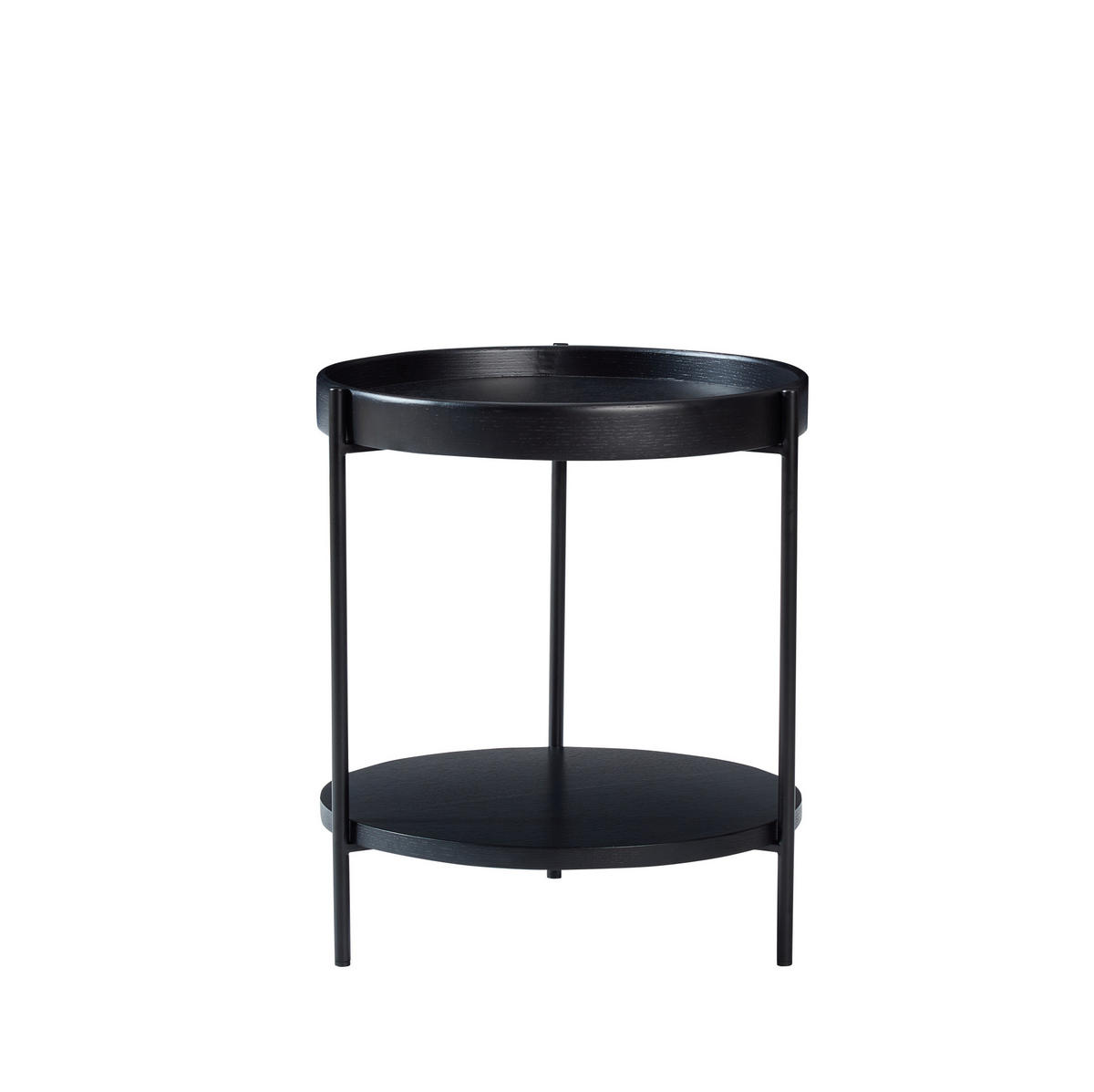 COUCHTISCH 2er-Set rund 2-stufig Ø 69 cm Holz/Metall Schwarz - Schwarz, Holz (44/44/48cm) - Meubliv