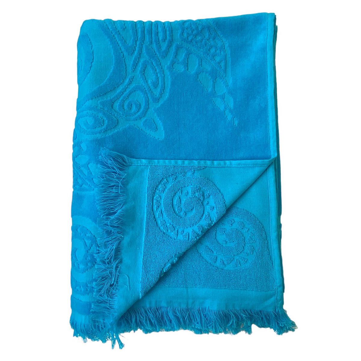 STRANDTUCH Frottee Velours Jacquard Ziseliert Cozumel 90x170 340g/m² - Blau, Textil (90/170cm) - LE COMPTOIR DE LA PLAGE