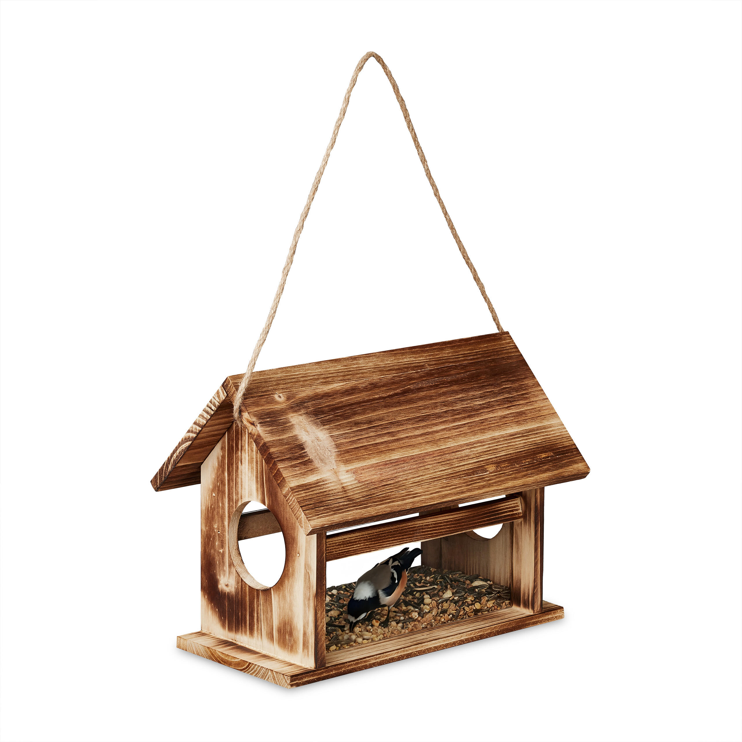 VOGELFUTTERHAUS - Braun, Holz/Kunststoff (30/24/21cm) - Relaxdays