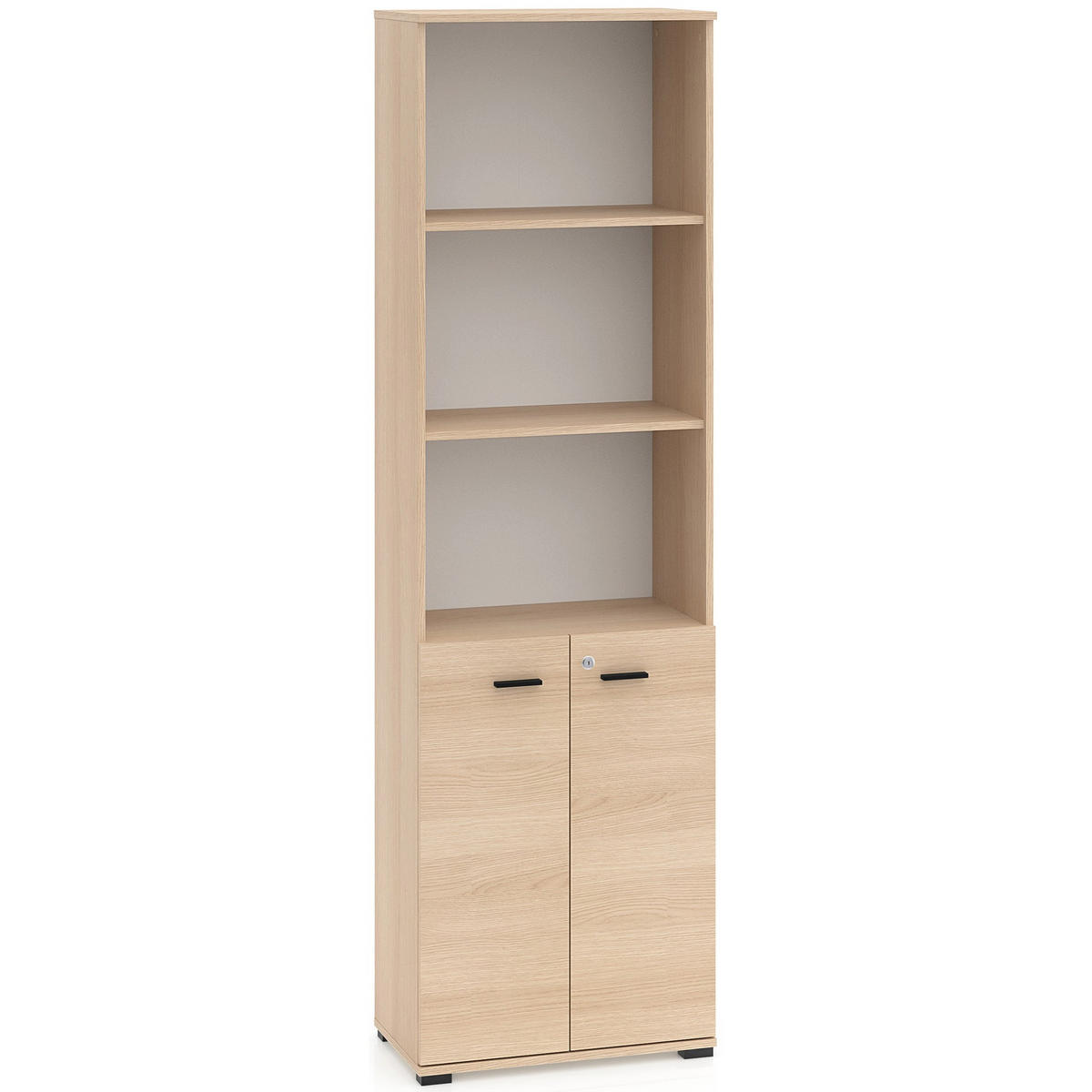 REGÁL Odelis, dub, 60 cm - černá/béžová, kompozitní dřevo/plast (60/203/33.7cm) - Selsey