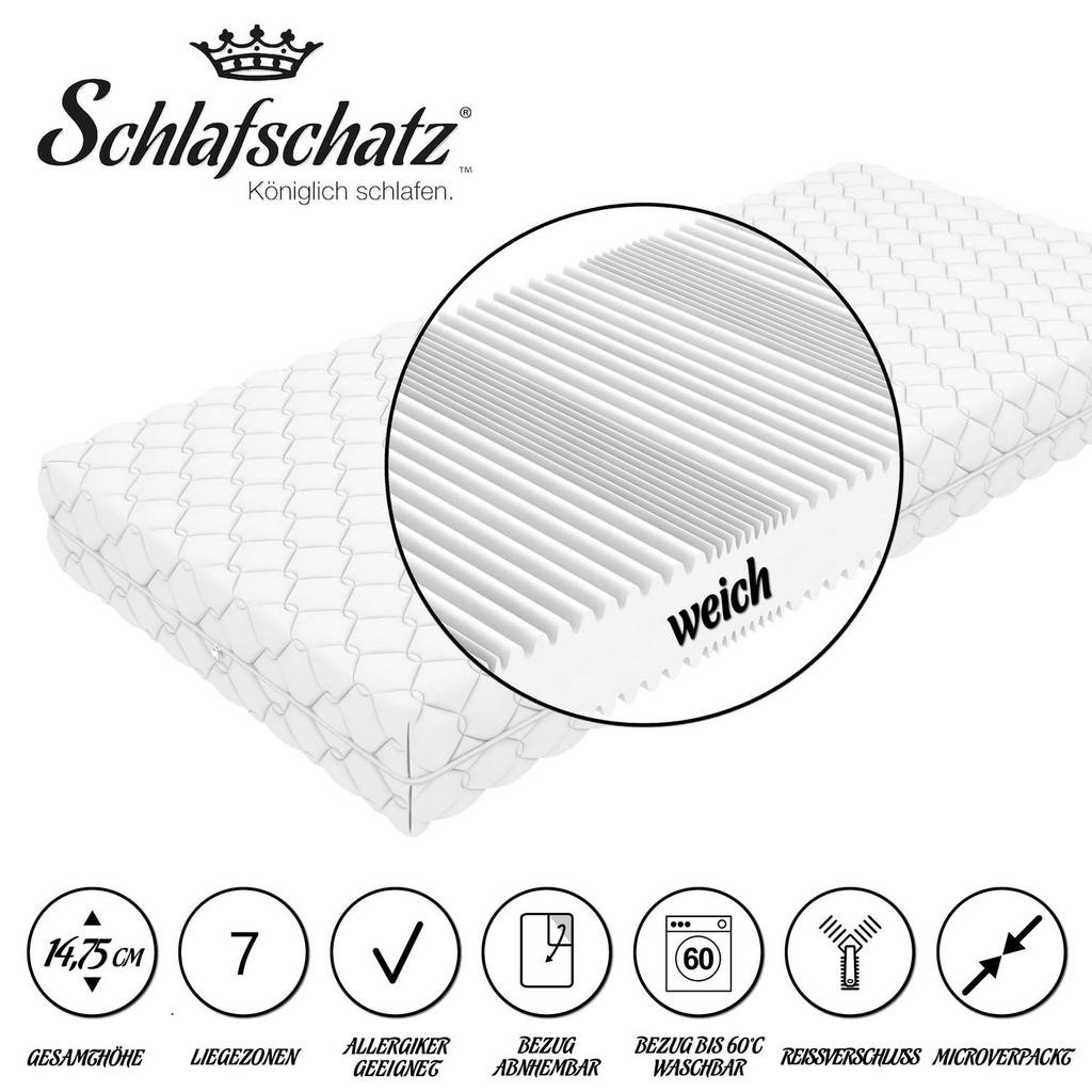 Thumbnail - Schlafschatz Komfortschaummatratze, Weiß, Textil, H1, Füllung: Komfortschaum, 90x200 cm, Oeko-Tex® Standard 100, Bezug a...
