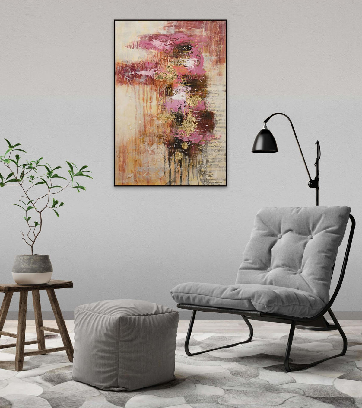 ACRYLBILD HANDGEMALT 80/120 cm - Pink, Holz/Textil (80/120cm) - KUNSTLOFT