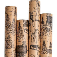 GESCHENKPAPIER 4 Rollen Kraft-Weihnachtslandschaft 43,5 x 305 cm - Braun, Papier (4/44/15cm)