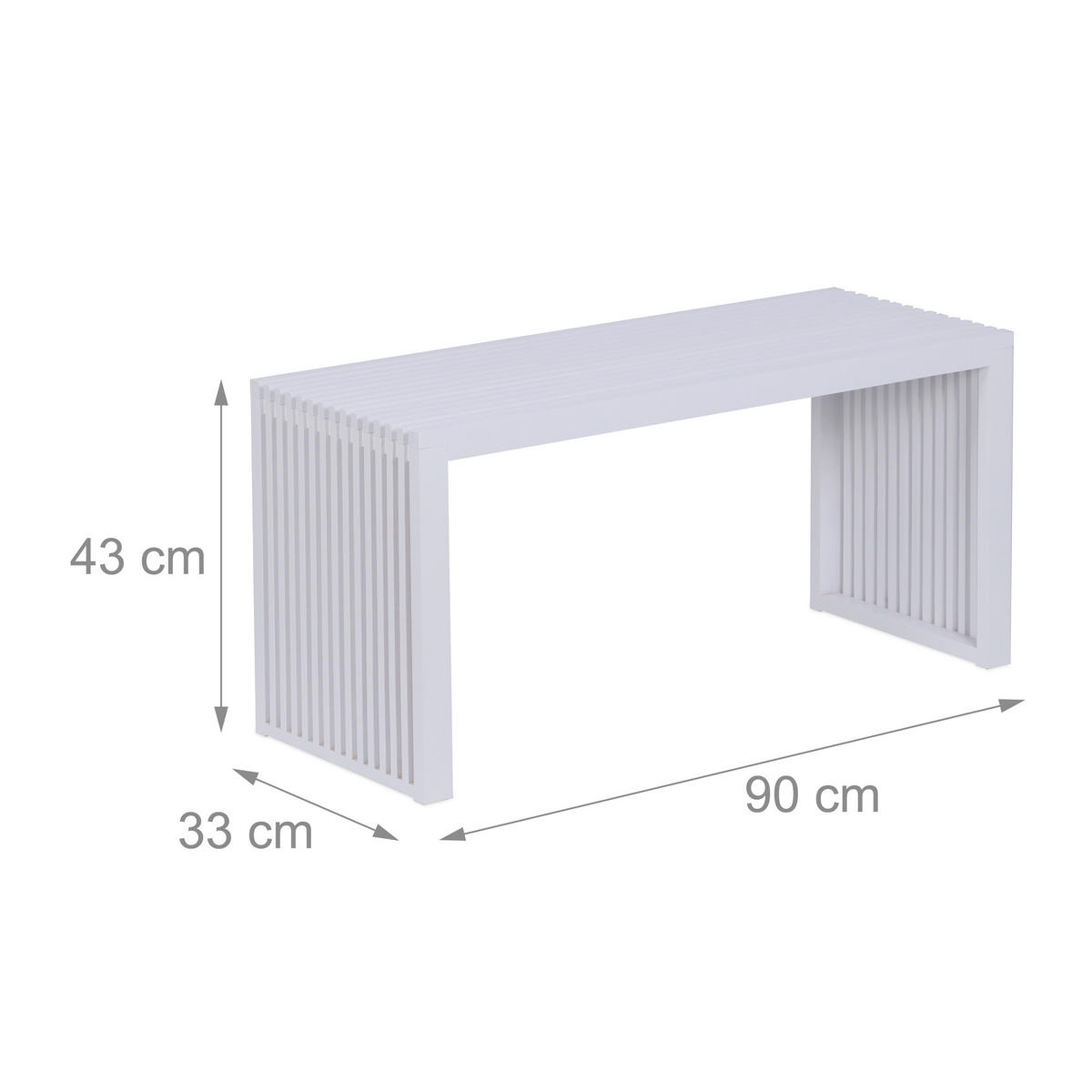SITZBANK - Weiß, Holz/Textil (90/43/33cm) - Relaxdays