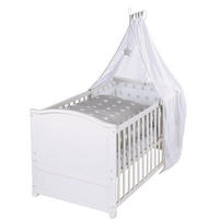 BABYBETT Sterne 2 70 x 140 cm inkl. Textilien - Weiß, Holzwerkstoff (70/140cm) - Roba