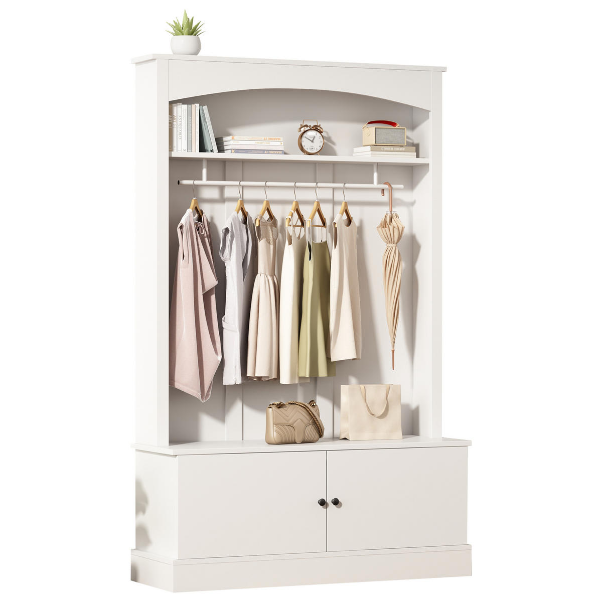 SCHUHSCHRANK aus Spanplatte 120x40x190cm in Weiß mit Sitzbank - Weiß, Holzwerkstoff (120/190/40cm) - Modfu