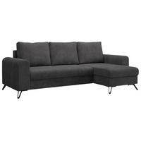 ECKSOFA Hugo Cord Dunkelgrau - Dunkelgrau/Schwarz, Textil/Metall (242/140cm) - MKS