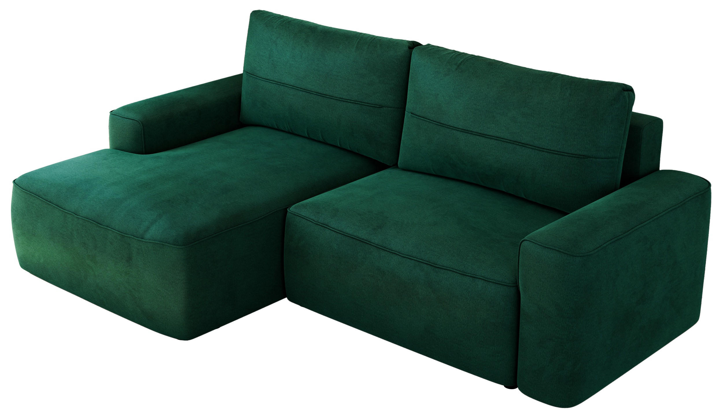 ECKSOFA BELLUNO L Dunkelgrün Velvet - Links - Dunkelgrün/Schwarz, Textil (144/233cm) - MKS