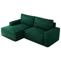 ECKSOFA BELLUNO L Dunkelgrün Velvet - Links - Dunkelgrün/Schwarz, Textil (144/233cm) - MKS