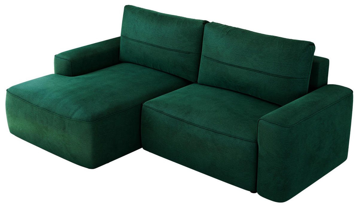 ECKSOFA BELLUNO L Dunkelgrün Velvet - Links - Dunkelgrün/Schwarz, Textil (144/233cm) - MKS